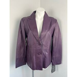 Pamela McCoy Purple Genuine Leather Boxy Leather Jacket Large Y2k